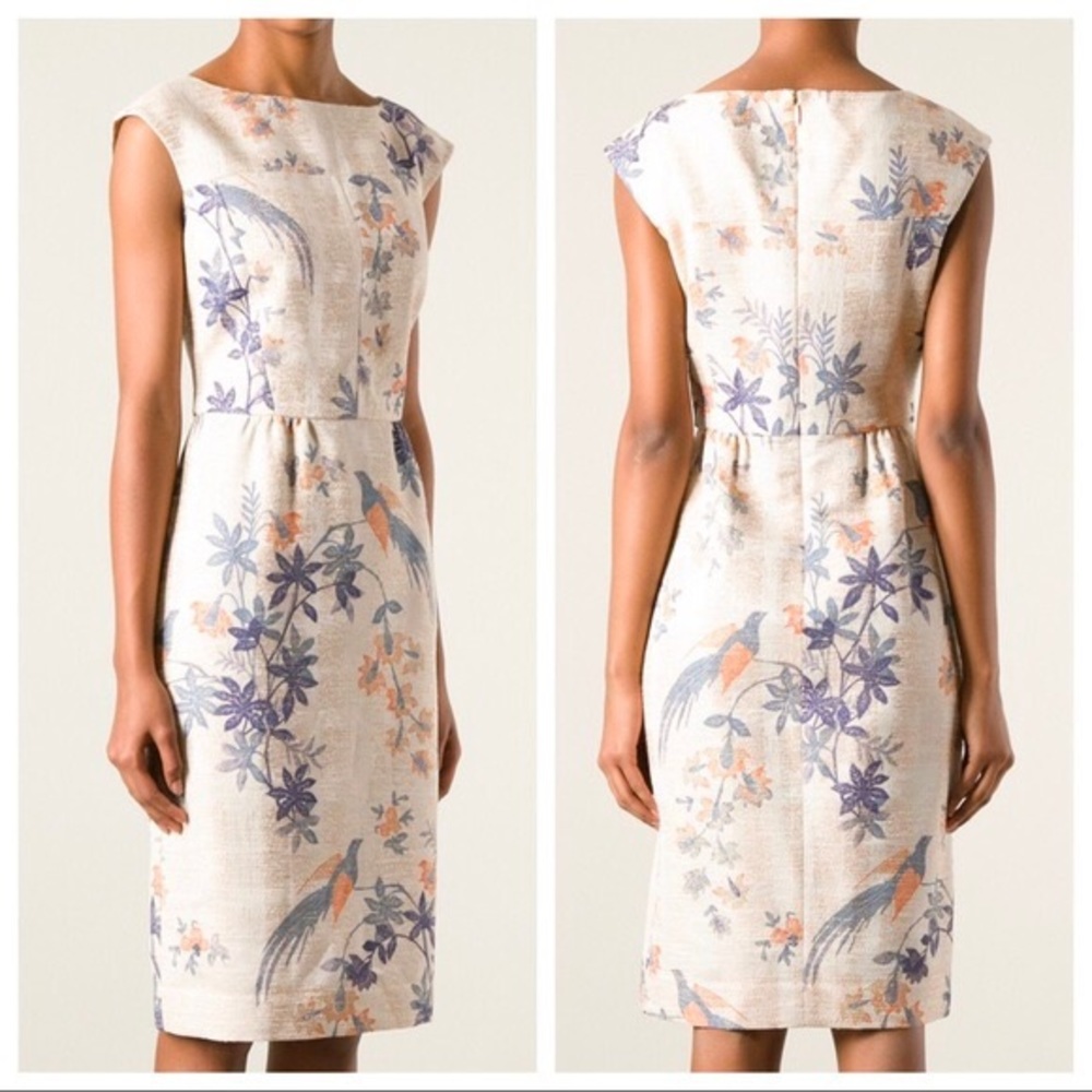 Tory Burch Bird Print Fatima Woven Sheath Dress
